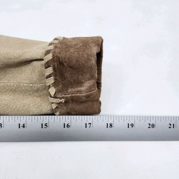 Vintage Lew Magram Leather Suede Jacket Womens 6 Tan Brown Western Studs Casual - Picture 15 of 15